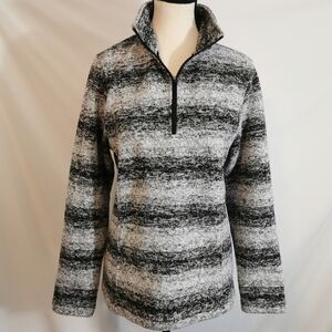 Lands' End Black/White Mix 1/4 Zip Fleece Pullover - Sz S (6-8)